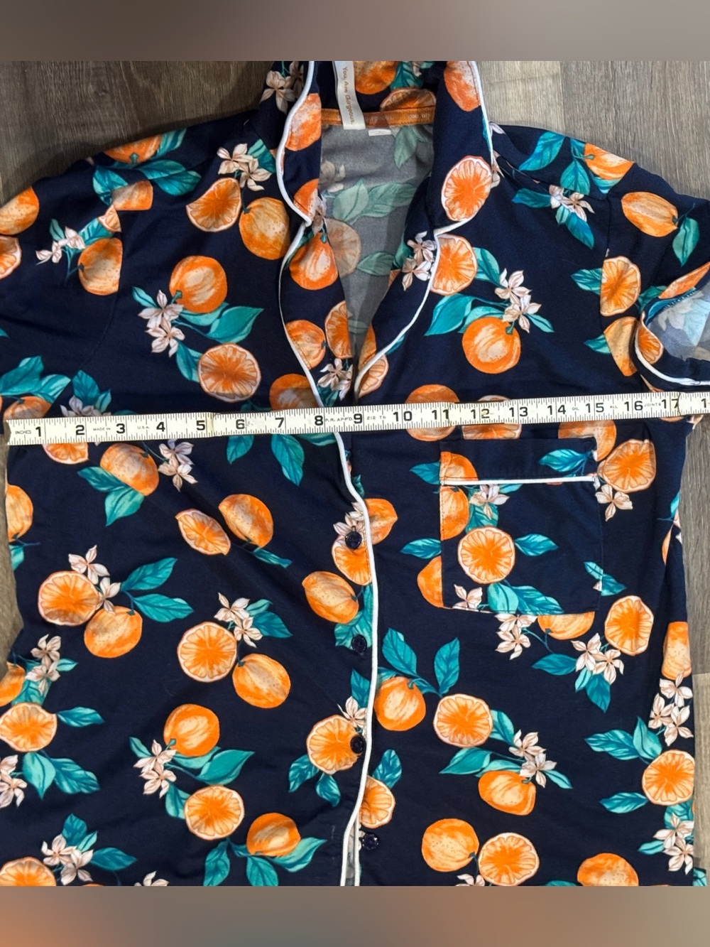 Women’s Navy Orange Citrus Pajama Set - Picture 8 of 12